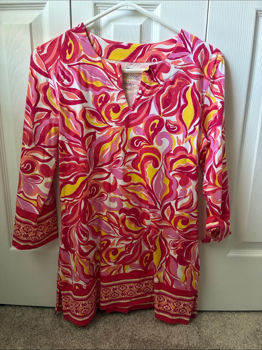 Coolibar Pink Yellow Floral-Print Tunic